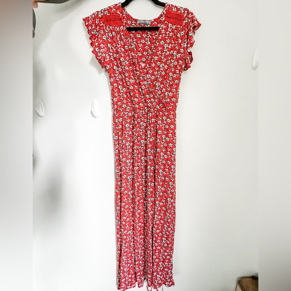Loveappella Red Floral Maxi Dress